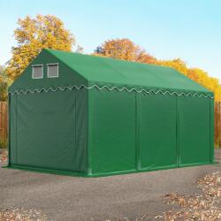 TOOLPORT Ipari sátor, 4x6m, PVC ponyva, sötét zöld, padlókerettel, statikai megerősítéssel (beton alap) Raktár sátor - (67631)