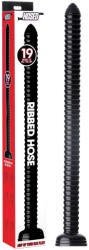 Hosed Ribbed Hose 19 - tapadókorongos anál dildó (fekete) (848518028563)