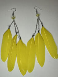  Napfény Tánca - Sárga tollas fülbevaló (VF08)