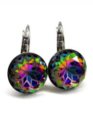 MANDALA kapcsos fülbevaló 14mm-es (VM zöld) (2021121603)