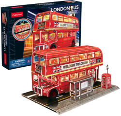 3d LED világítós puzzle: Double Decker busz