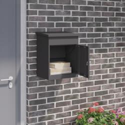 vidaXL Пощенска кутия за пратки Черно 47, 5 x 38 x 59 см Стомана (874940)