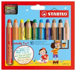 STABILO woody 3 az 1-ben zsírkréta - zsírkréta, ceruza, viaszceruza - 10 db + reszelő