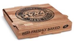 WIMEX Pizza doboz (mikrohullámú karton) H4 kraft nyomattal 20 x 20 x 4 cm [100 db]