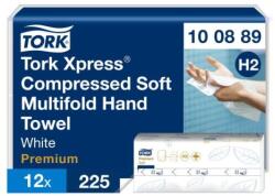 Tork Papírtörlő, tömörített, Interfold, 2 rétegű, 225 lap, H2 rendszer, Premium, TORK "Xpress Soft Multifold", fehér, 12 csomag