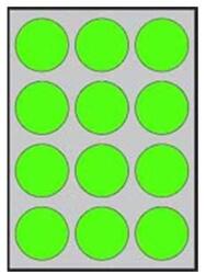 APLI Címkék, kerek, átmérő: 60 mm, színes, APLI, neonzöld, 240 címke/csomag, 20 ív