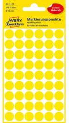 Avery-Zweckform Kerek címkék 12 mm, Avery sárga