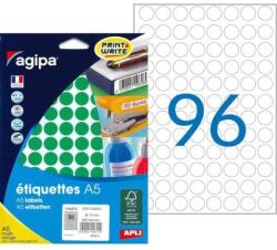 agipa A5 kerek címkék, 15 mm, zöld