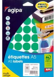 agipa A5 kerek címkék, 24 mm, zöld
