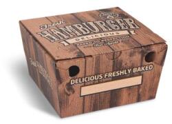 WIMEX Hamburgerdoboz (mikrohullámú sütőben használható karton) kraft nyomtatással 150 x 150 x 95 mm [100 db]