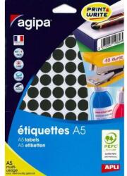 agipa A5 kerek címkék 15 mm, fekete