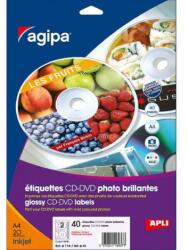 agipa Univerzális címkék CD/DVD lemezekhez, 114 mm átmérőjű, Agipa, 100 lapos