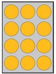 APLI A4 kerek színes címkék, 60 mm átmérőjű, 20 lapos, fluo narancssárga