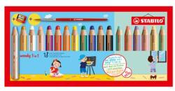 STABILO Festő, ceruza és viasztoll - STABILO woody 3 az 1-ben - 18 db-os csomag reszelővel és ecsettel