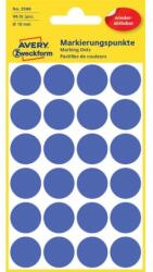 Avery-Zweckform 18 mm-es kerek címkék, Avery, levehető, kék