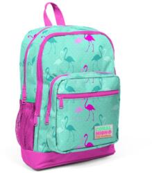 Coral High Ghiozdan cu 4 compartimente, Coral High, turcoaz cu flamingo