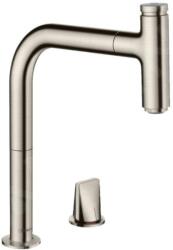 Hansgrohe M71, mosogató csaptelep M7119-H200 kihúzható spray-vel, 2 lyukú beépítés, sBOX, rozsdamentes megjelenés 73804800 (HAN-73804800)