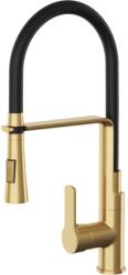 Gamma Vegas, álló, magas konyhai csaptelep flexibilis karral és sugárral, matt fekete-arany, GMA-BVSK-BGD (GMA-BVSK-BGD)