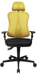 Topstar Irodai forgószék Head Point SYX fejtámlás - BC09 fekete-sárga / Állítható magasságú karfa / Parketta görgő