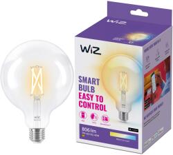 Philips Vintage LED izzó (dekoratív) WiZ csatlakoztatott izzószálas fehér, Wi-Fi, G125, E27, 6, 7 W (60 W), 806 lm, állítható fényhőmérséklet (2700K-6500K), kompatibilis a Google Assistant / Alexa / Siri