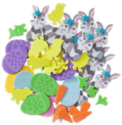 DP CRAFT Dekorgumi, öntapadós, húsvéti formák (nyuszik, csibék, tojások, répa), 48 db-os (DPC-KSPI-421) - officetrade