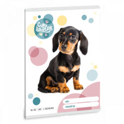 Ars Una Cuki állatok tűzött füzet A/5, 32 lap vonalas 2. osztály (16-32), tacskó (ARS-53593030) - officetrade