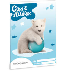 Ars Una Cuki állatok tűzött füzet A/5, 32 lap vonalas 1. osztály (14-32), jegesmedve (ARS-53584274) - officetrade