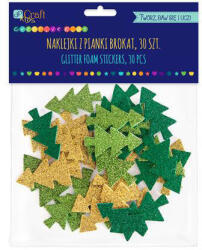 DP CRAFT Dekorgumi, öntapadós, karácsonyfák, csillogó, 30 db-os, zöld-arany (DPC-KSPI-402) - officetrade