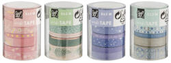  Öntapadós papírszalag, washi-tape, 6 x 3m, 6 db/csomag, pasztell színek, 4 féle változat (RMS-CR3008) - officetrade