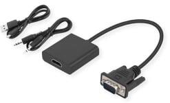 Valueline STANDARD Adapter VGA + audio - HDMI 2K@60Hz M/F, fekete (S3211-10) (S3211-10)