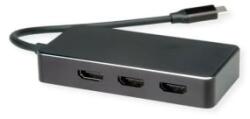 VALUE Adapter USB-C - HDMI (3x) Multistream, 4K, M/F, fekete (12.99. 1031-5) (12.99.1031-5)