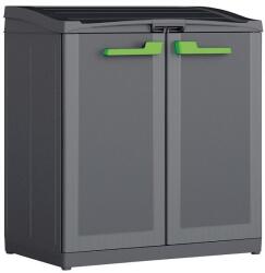 Curver Dulap gradina, compact 2 usi pentru reciclare, material plastic, culoare grafit, Keter Moby, 110 L (241045) Cos de gunoi