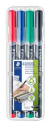 STAEDTLER Alkoholos marker készlet, OHP, 0, 6 mm, 'Lumocolor 318 F', 4 különböző szín (TS318WP4) (TS318WP4)
