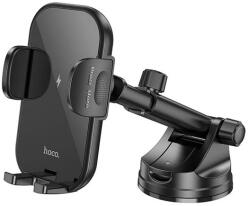hoco. hw5 autós tartó (15w, tapadókorongos, gyorstöltő, műszerfalra, forgatható, automata, wireless) fekete (HW5_B)