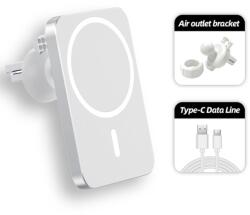 1STCOOL Vezeték nélküli MagSafe autós töltő 15W fehér (HLI-C8 White)