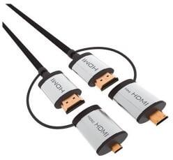 Platinet Kábel HDMI - HDMI v1.4, 1, 5m miniHDMI és microHDMI adapterrel, fekete (OCHBA1G) (OCHBA1G)