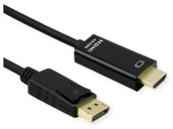 Roline Kábel DisplayPort 1.2 DP - HDMI (UHDTV) 4K@60Hz, M/M, 2m, fekete (11.04. 5996-10) (11.04.5996-10)