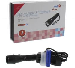 Well Space újratölthető LED zseblámpa, 10 W, 600 lm, 1200 mAh Li-Ion, alumínium (TORCH-SPACE-WL)