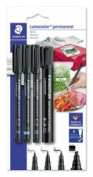 STAEDTLER Alkoholos marker készlet, vegyes, 'Lumocolor 60' 4 különböző vonalvastagság, fekete (TS60BK6) (TS60BK6)