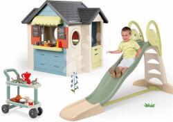 Smoby Set tobogan cu dublu val și căsuță cu restaurant Toboggan XL Life Smoby lungimea suprafeței de alunecare 230 cm cu apă (SM820304-8B) Casuta pentru copii
