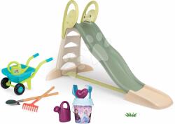 Smoby Set tobogan cu dublu val cu apă de 230 cm Toboggan XL Life Smoby şi set găleată Frozen cu roabă (SM820304-3-B)