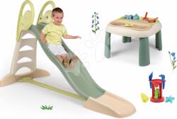 Smoby Set tobogan cu dublu val și măsuță pentru apă și nisip Toboggan XL Life Smoby lungimea suprafeței de alunecare 230 cm cu moară și forme (SM820304-11)