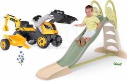 Smoby Set tobogan cu dublu val și tractor cu pedale Toboggan XL Life Smoby lungimea suprafeței de alunecare cu remorcă încărcător și excavator (SM820304-12)