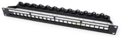 Roline Patch panel STP 19', 24 port, kapcsos rögzítési lehtőséggel, fekete (26.11. 0390-5) (26.11.0390-5)