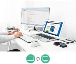 UGREEN 30768B switch, jelelosztó, 2x USB / 4x USB + MicroUsb, Fekete