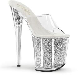 Pleaser ezüst csillámos platform papucs. 36-os - sex-shop