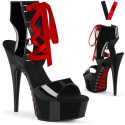 Pleaser fekete szandál szalaggal, DEL600. 40-es - sex-shop
