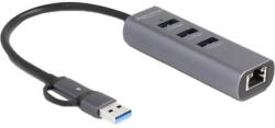 Delock Docking Station USB-C 64282 - USB-C, 3x USB-A, RJ-45 Gigabit LAN, Gri - Compatibil Mac / Windows / Chrome OS (64282) - vexio