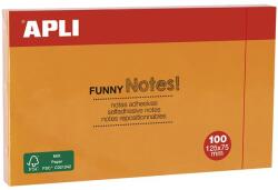 APLI Bloc de notițe autocolante, 125x75 mm, 100 de foi, APLI "Funny", portocaliu 15005 (15005)
