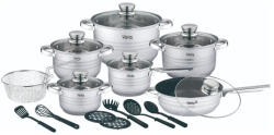 Voltz Set oale cu capac Oliver Voltz OV51210R20B, 20 piese, Fund multistrat, Inductie, Otel inoxidabil, Ustensile, Argintiu (OV51210R20B)